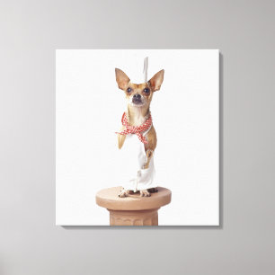 Chihuahua dog wearing chef's whites, studio shot canvas print
