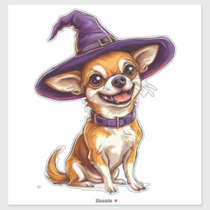 Chihuahua Dog Wearing Purple Wizard Hat Hallowee