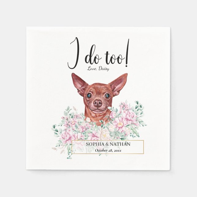 Chihuahua Dog Wedding Cocktail Napkins (Front)