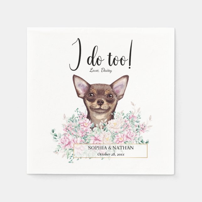 Chihuahua Dog Wedding Cocktail Napkins (Front)