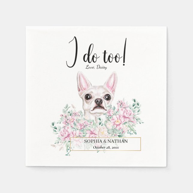Chihuahua Dog Wedding Cocktail Napkins (Front)