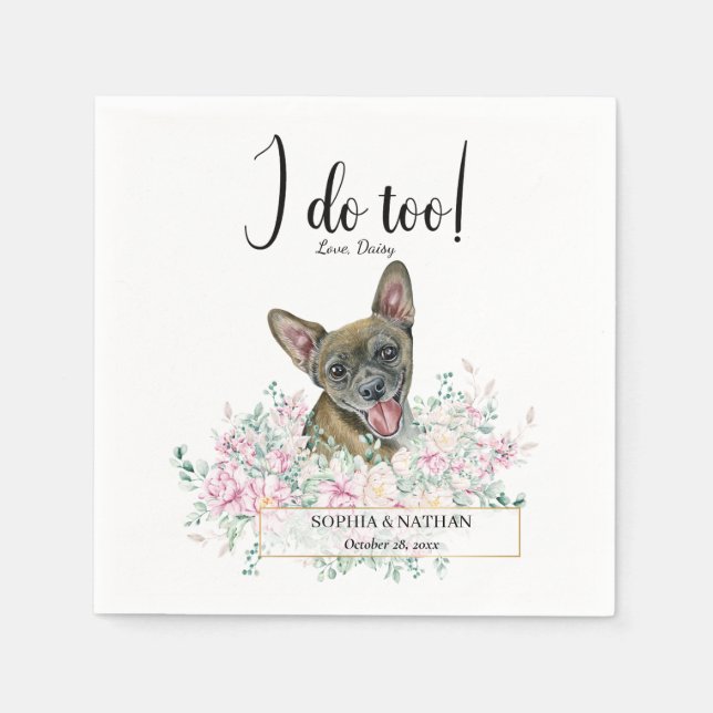 Chihuahua Dog Wedding Cocktail Napkins (Front)