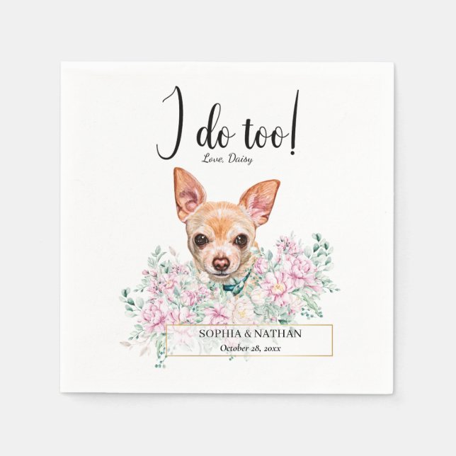 Chihuahua Dog Wedding Cocktail Napkins (Front)