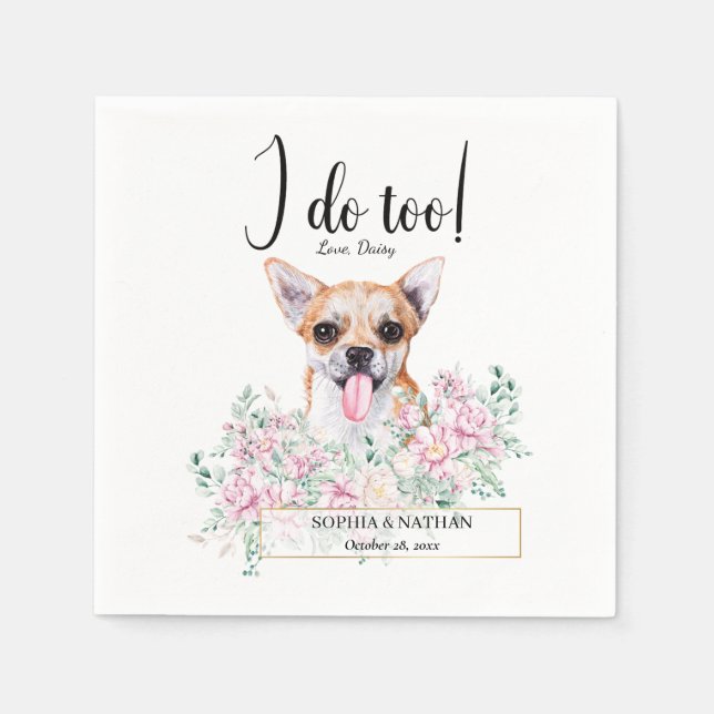 Chihuahua Dog Wedding Cocktail Napkins (Front)