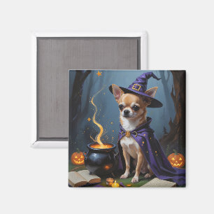 Chihuahua Dog Whimsical Halloween Painting Magnet