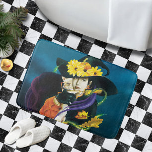 Chihuahua Dog Witch Halloween Bath Mat