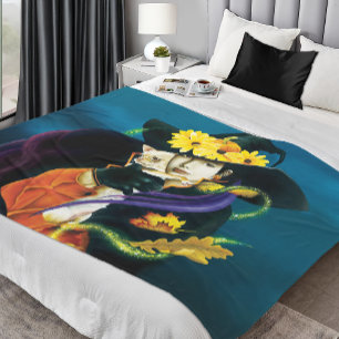 Chihuahua Dog Witch Halloween Fleece Blanket