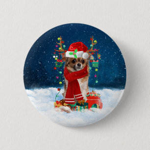 Chihuahua dog with Christmas gifts  6 Cm Round Badge
