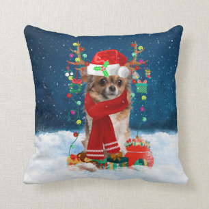 Chihuahua dog with Christmas gifts Cushion