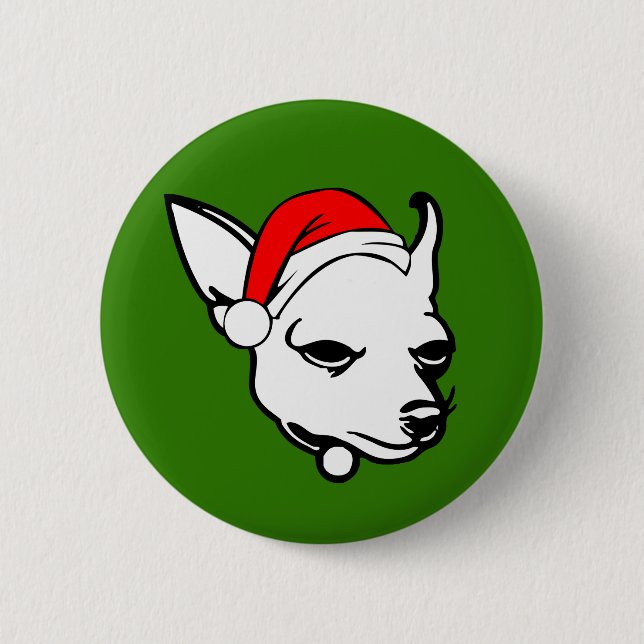 Chihuahua Dog with Christmas Santa Hat 6 Cm Round Badge (Front)