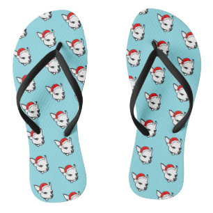 Chihuahua Dog with Christmas Santa Hat Pattern Flip Flops