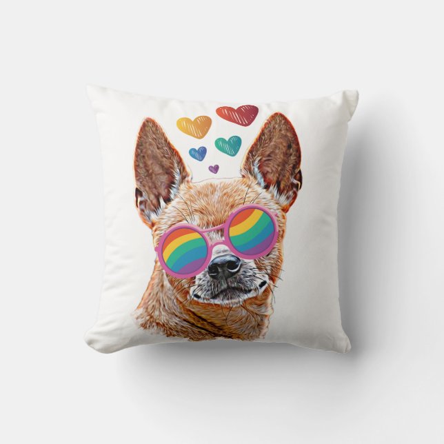 Chihuahua Dog with Hearts Valentine's Day Cushion (Front)