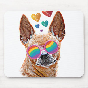 Chihuahua Dog with Hearts Valentine's Day Throw Pi Mouse Mat