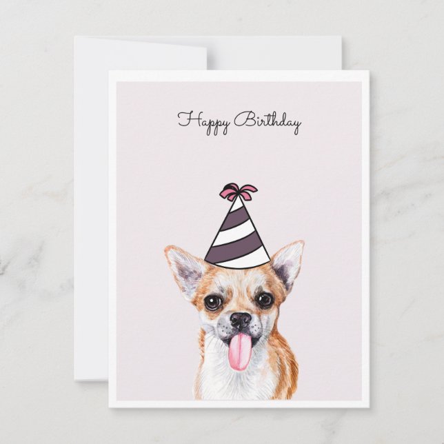 Chihuahua Dog with Party Hat Card (Front)