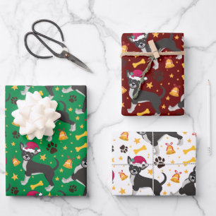 Chihuahua Dog With Santa Hat Christmas Wrapping Paper Sheet