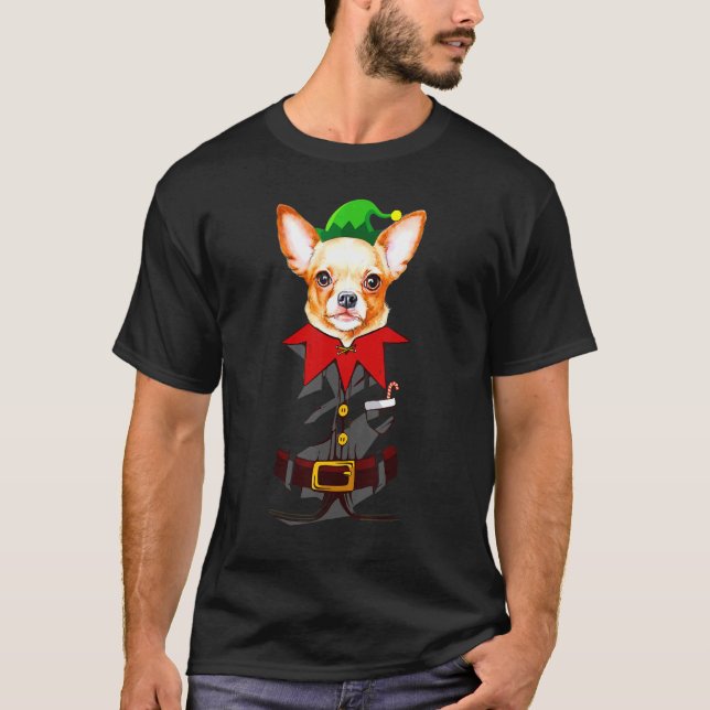 Chihuahua Dogs Elf Christmas Tee Xmas  For  Dog (Front)