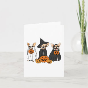 Chihuahua Dogs Lovers Ghost Witch Mummy Halloween Card