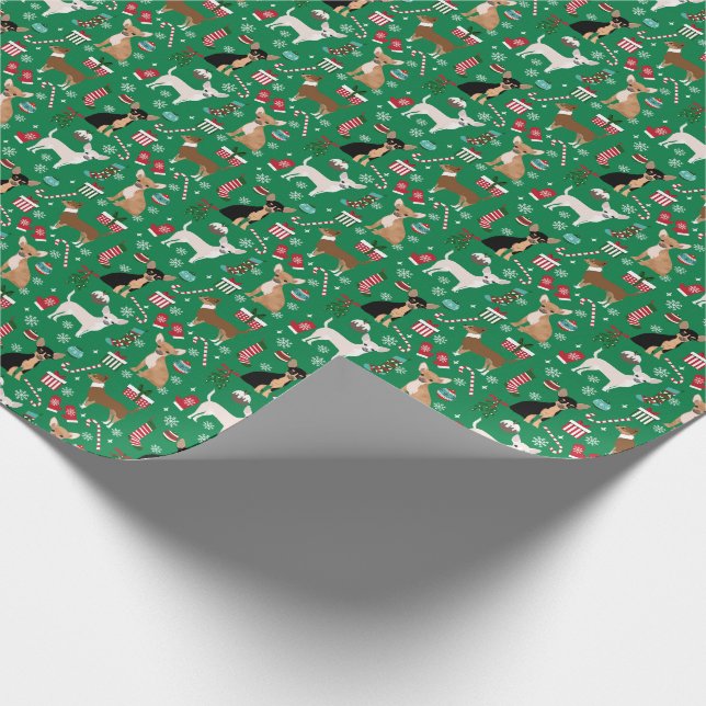 Chihuahua Dogs mixed coats christmas Wrapping Paper (Corner)