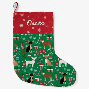 Chihuahua dogs mixed coats custom name small christmas stocking