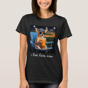 Chihuahua drink iced coffee baseball field live T-Shirt