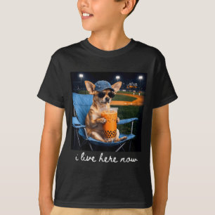 Chihuahua drink iced coffee baseball field live T-Shirt