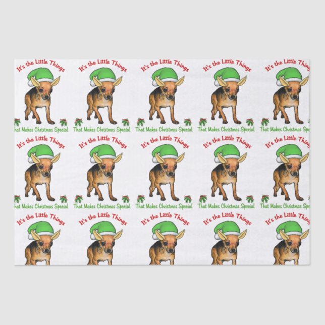 Chihuahua Elf Christmas Tissue Paper (Front)