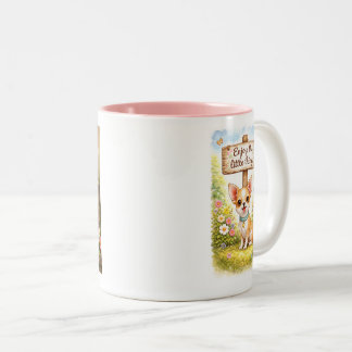 Chihuahua Enjoy the little things. Two-Tone Coffee Mug