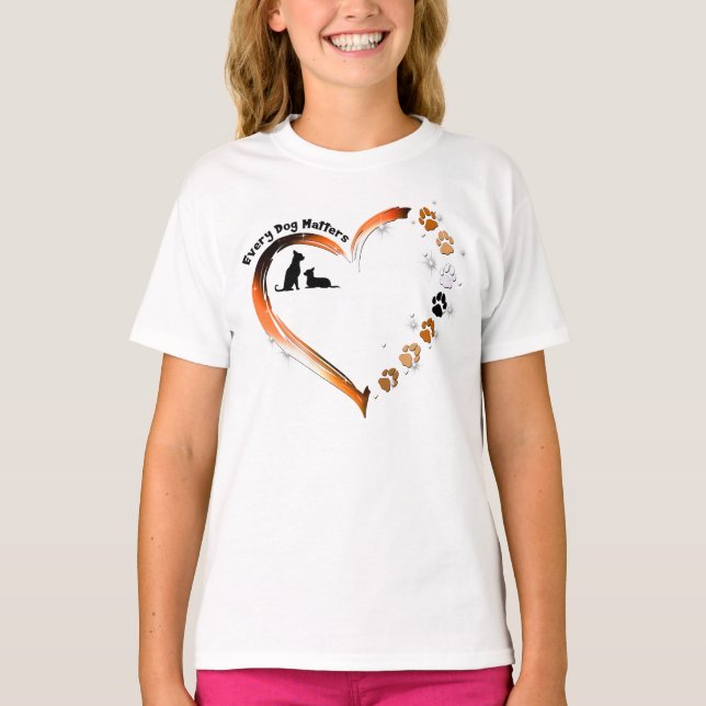Chihuahua Every Dog Matters Heart Dog Paws T-Shirt (Front)