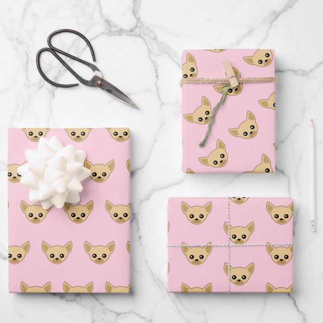 Chihuahua Face Wrapping Paper Sheet (Front)