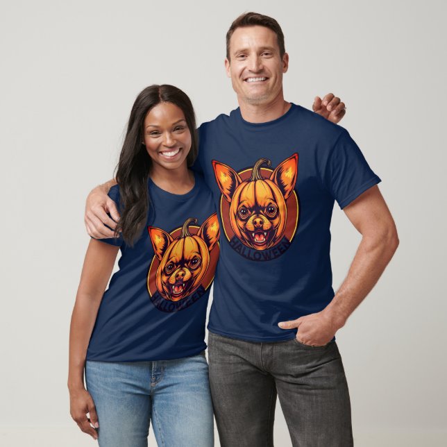 Chihuahua-Faced Pumpkin Halloween Tee (Unisex)
