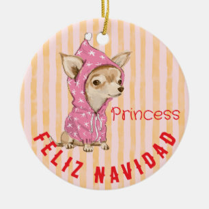 Chihuahua Feliz Navidad Happy Holidays cute fun Ceramic Tree Decoration
