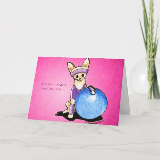 Chihuahua Fitness Humour New Year Custom Holiday Card (Front)