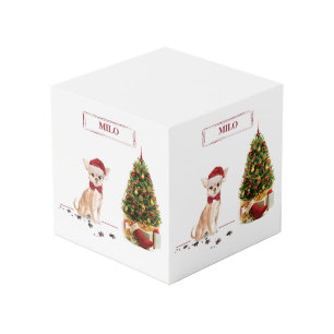 Chihuahua Funny Christmas Dog with Tree Cube