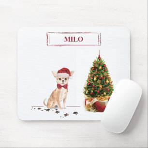 Chihuahua Funny Christmas Dog with Tree Mouse Mat