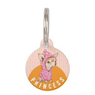 Chihuahua funny cute pink orange dog pet tag