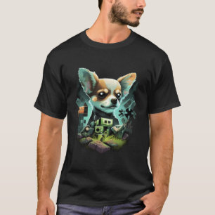 Chihuahua Gaming Gamer Funny Comic Videogame Graph T-Shirt