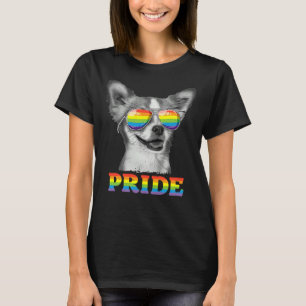 Chihuahua Gay Pride Lgbt Rainbow Flag Sunglasses L T-Shirt