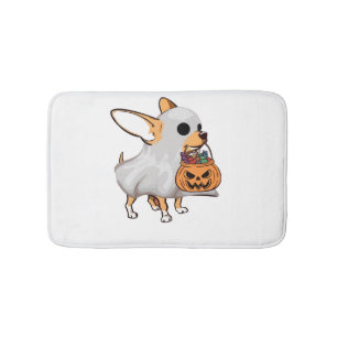 Chihuahua Ghost Pumpkin Halloween Shirt Bath Mat