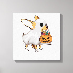 Chihuahua Ghost Pumpkin Halloween Shirt Canvas Print