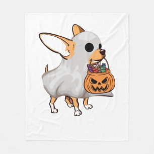 Chihuahua Ghost Pumpkin Halloween Shirt Fleece Blanket