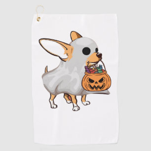 Chihuahua Ghost Pumpkin Halloween Shirt Golf Towel
