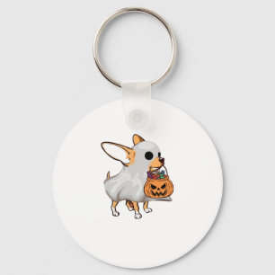 Chihuahua Ghost Pumpkin Halloween Shirt Key Ring