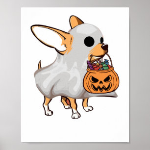 Chihuahua Ghost Pumpkin Halloween Shirt Poster