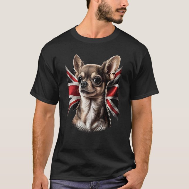 Chihuahua  Great Britain England Flag Colors Count T-Shirt (Front)