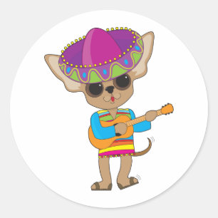 Chihuahua Guitar Classic Round Sticker