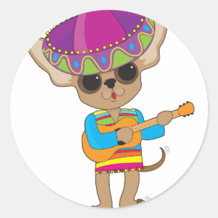 Chihuahua Guitar Classic Round Sticker