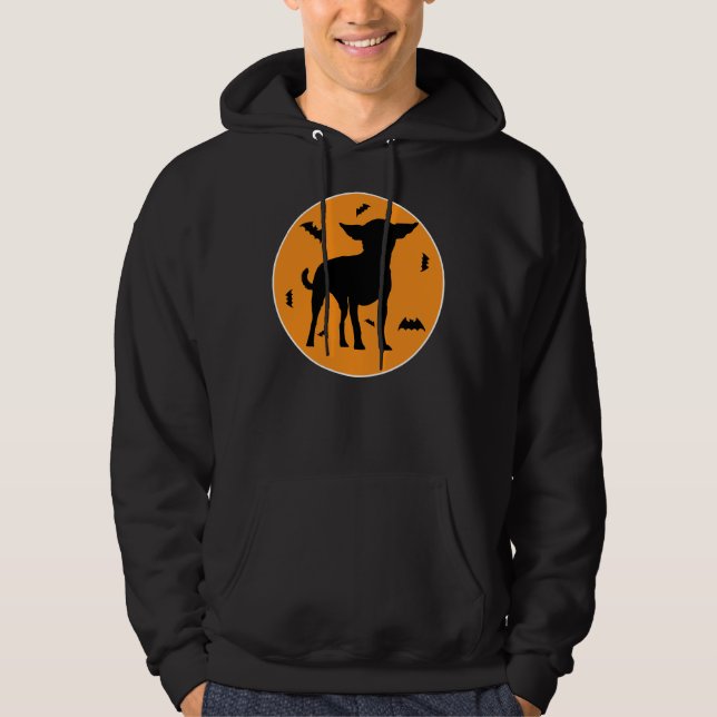 Chihuahua Halloween Bat Silhouette Funny Chihuahua Hoodie (Front)