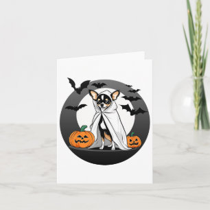Chihuahua Halloween Ghost Costume Pumpkin - Small Card