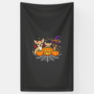 Chihuahua Halloween Pumpkin Witch Dog Design Banner