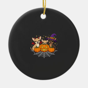 Chihuahua Halloween Pumpkin Witch Dog Design Ceramic Tree Decoration